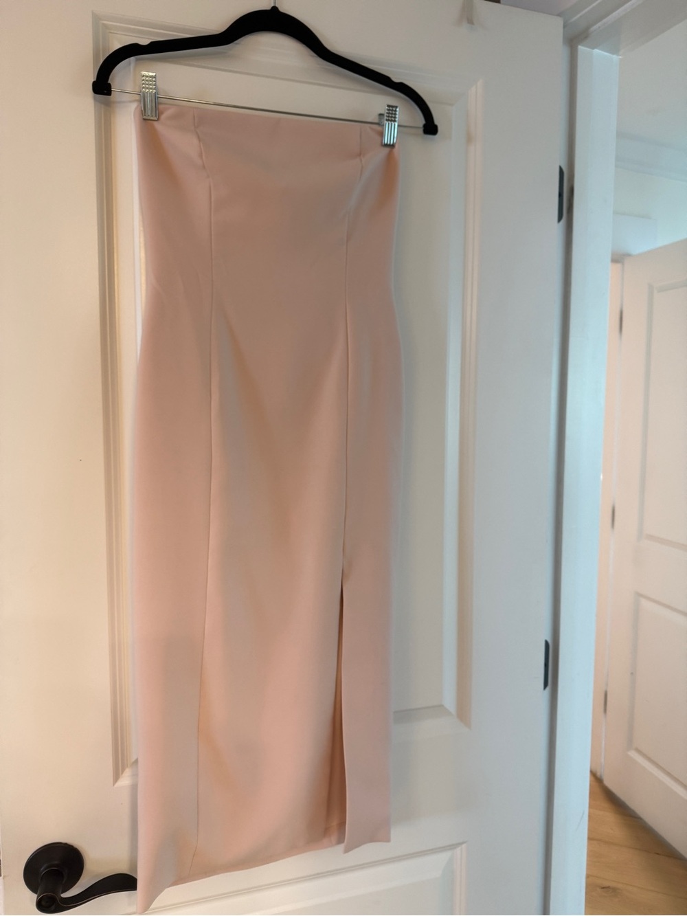 JAYGODFREY Blush Strapless Pencil Skirt with Side Slit